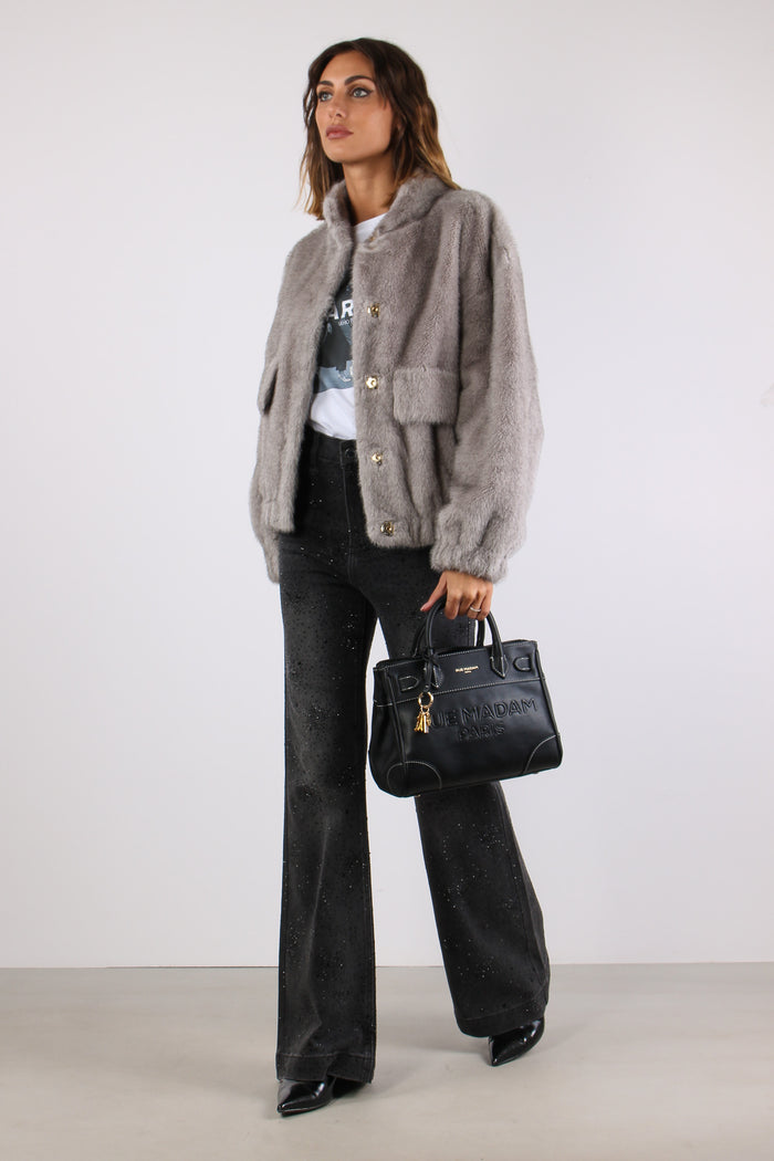 Bomber Pelliccia Silver Grey-3