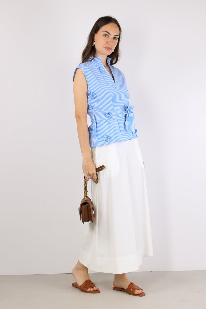 Camicia Smanicata Applicazione Azzurro-7