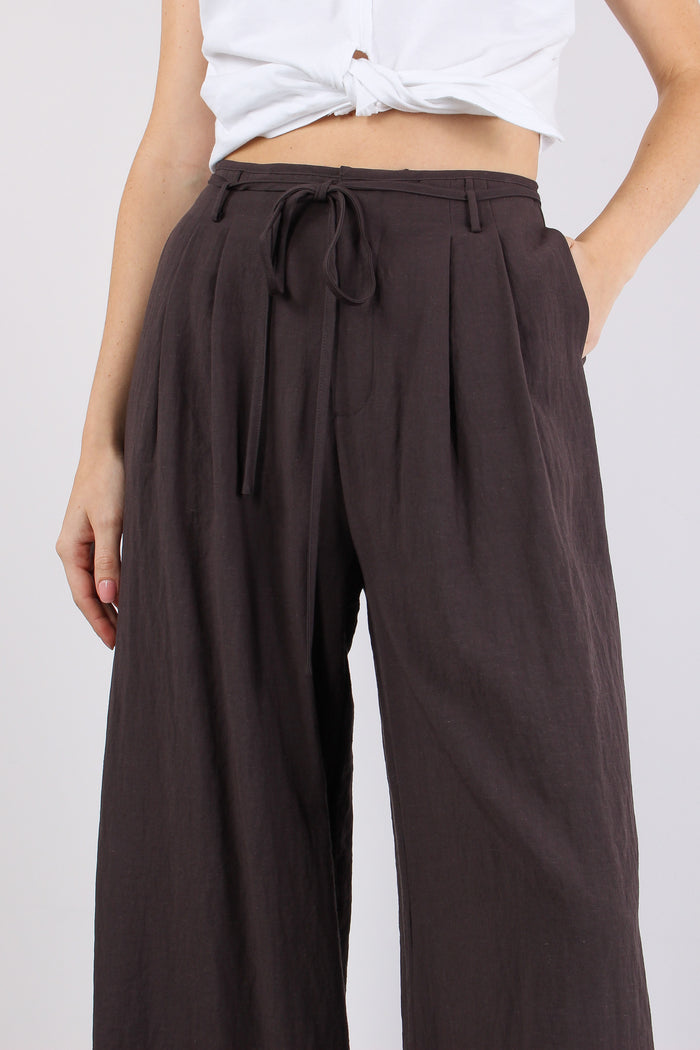 Pantalone Fluido Laccio Vita Malva-7