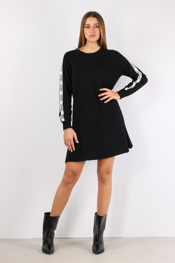 Abito In Maglia Logo Manica Nero/bianco