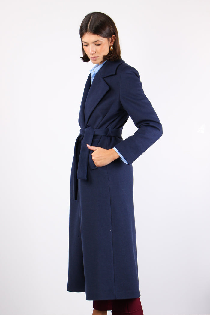 Cappotto Lungo  Vestaglia Blu Notte-3