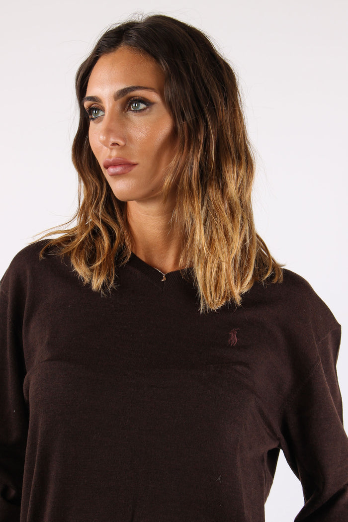 Maglia Scavo V  Lana Merinos Chocolate Melange-7
