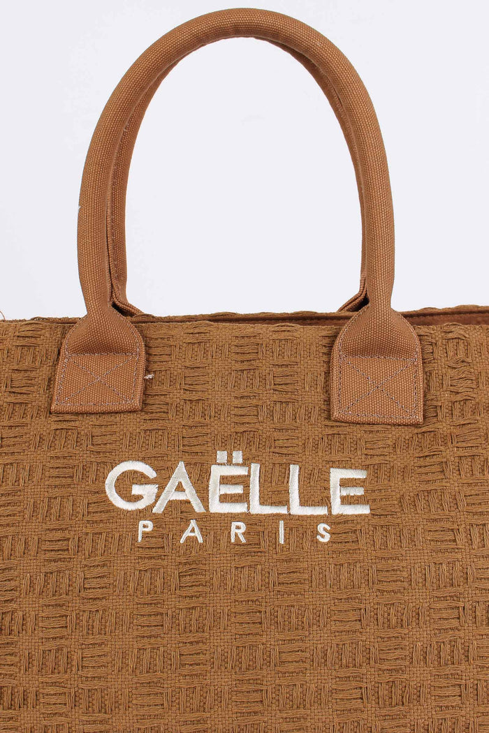 Maxi Tote Frange Ricamo Moka-7