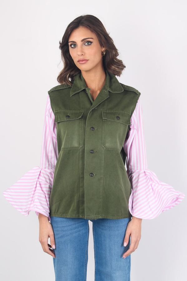 Feel Jacket Manica Camicia Cot Verde/royal