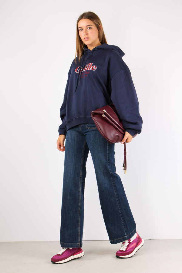 Felpa Over Logo College Blu Scuro