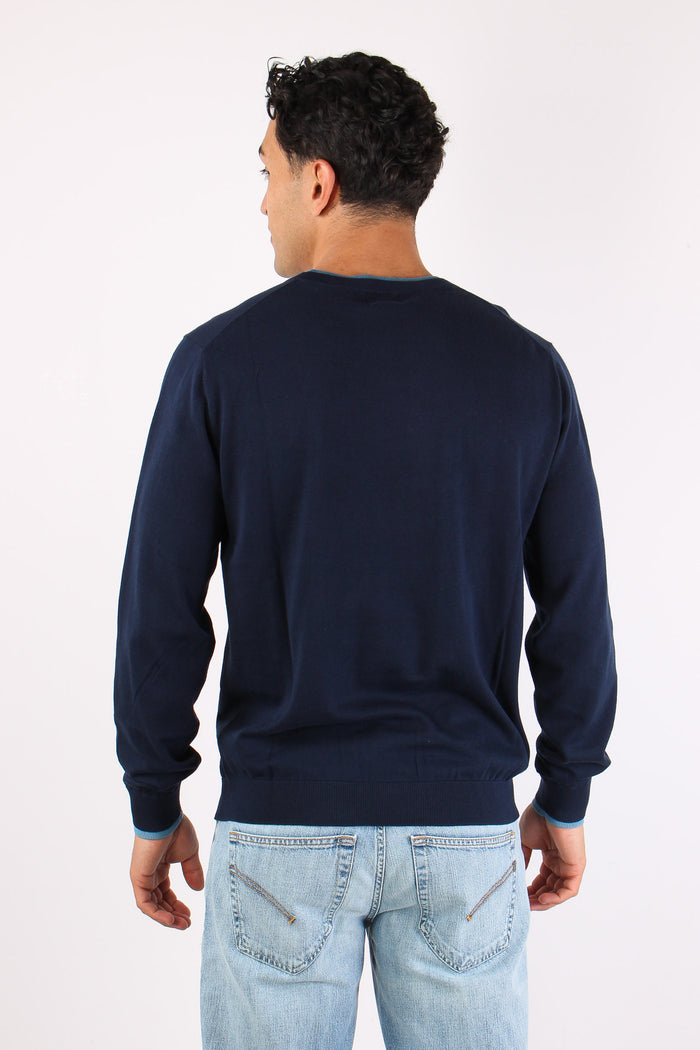 Maglia Collo Contrasto Navy Blue-4