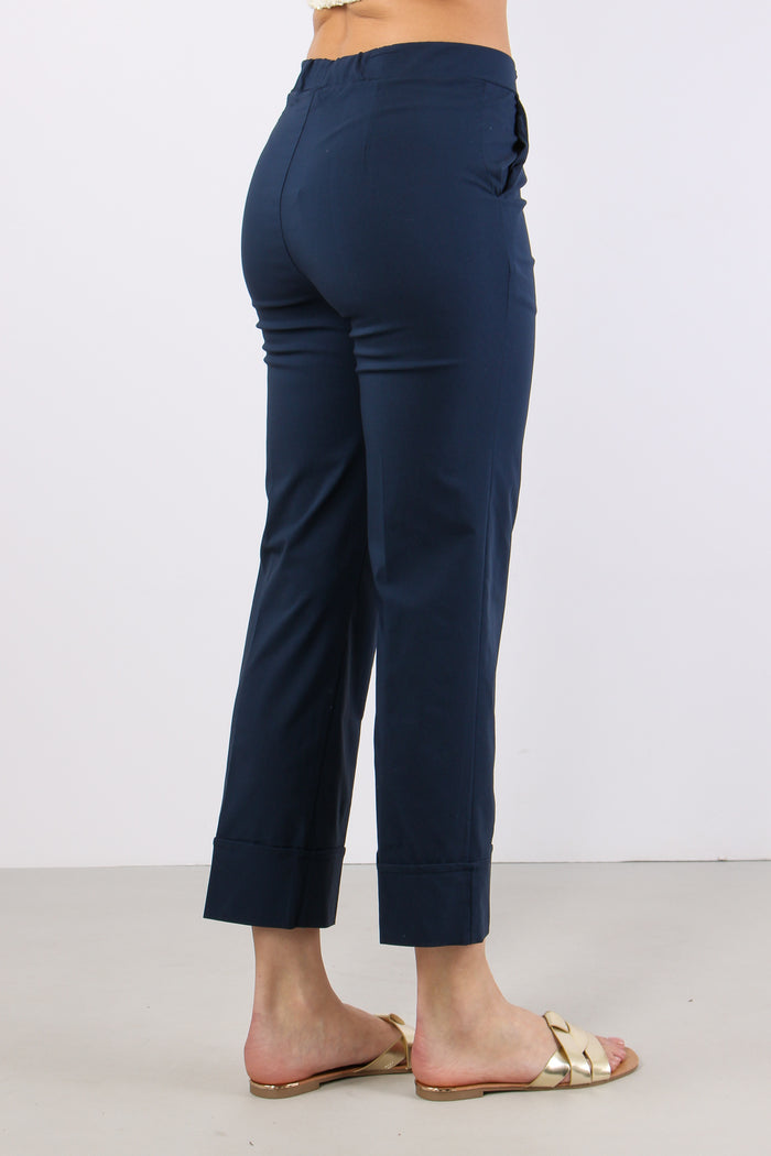 Pantalone Dritto Risvolto Blu-6