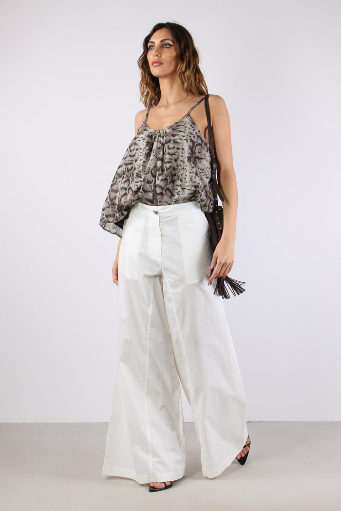 Canelli Pantalone Popeline Bianco-3