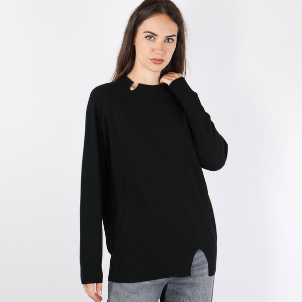Maglia Misto Lana Spacco Nero-2