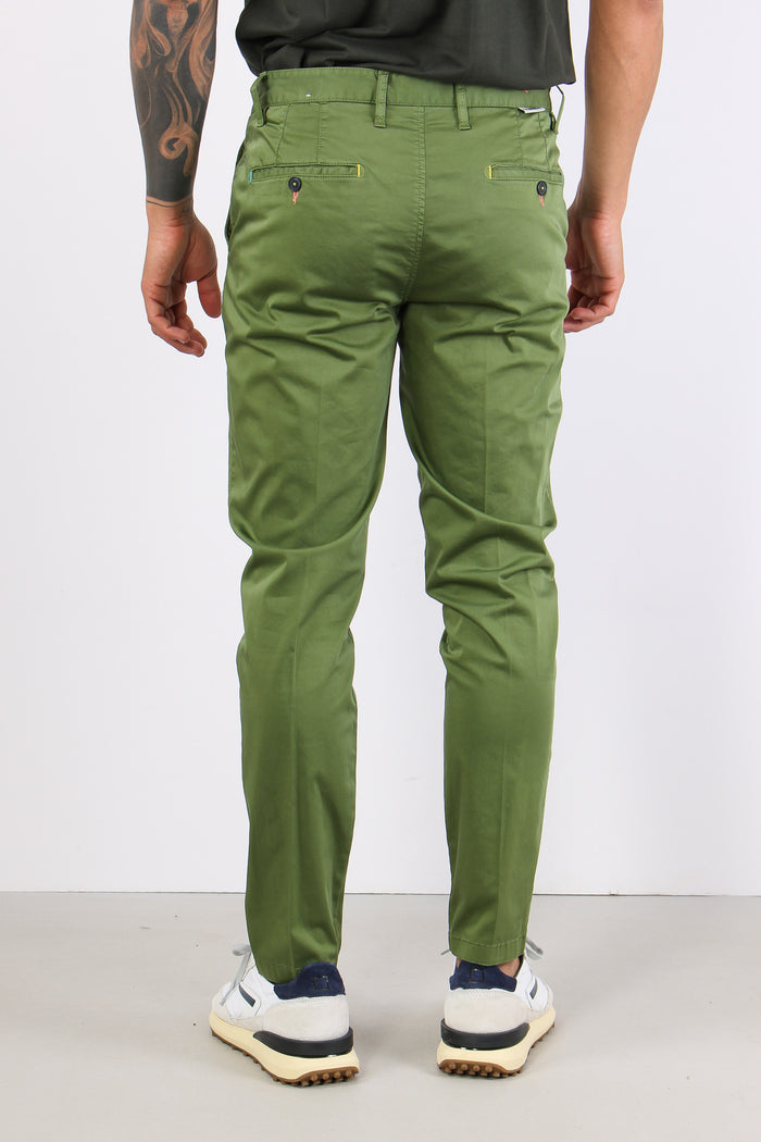 Pantalone Chino Rasatello Verde Scuro-4