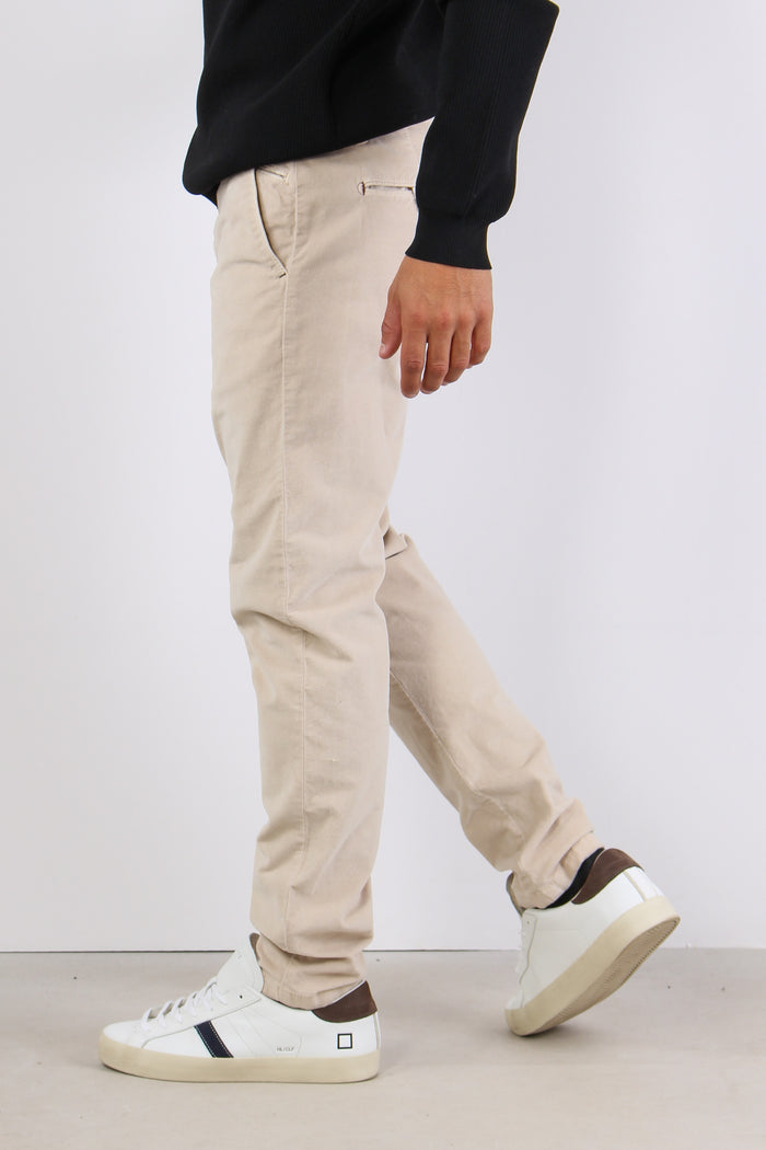 Chino Basico Velluto Liscio Crema-5