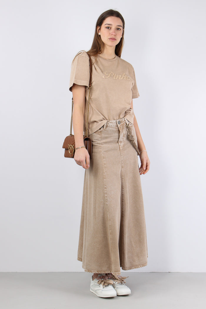 Sheryl T-shirt Logo Pizzo Beige Chantilly-3