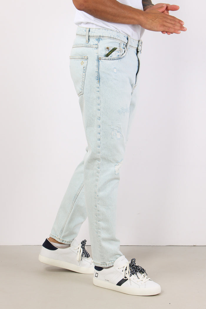 Denim Cropped Slavato Denim Chiaro-3