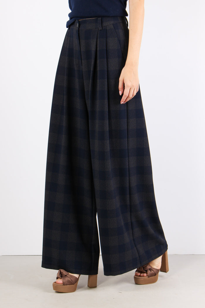Pantalone Palazzo Quadri Blu/moro-6