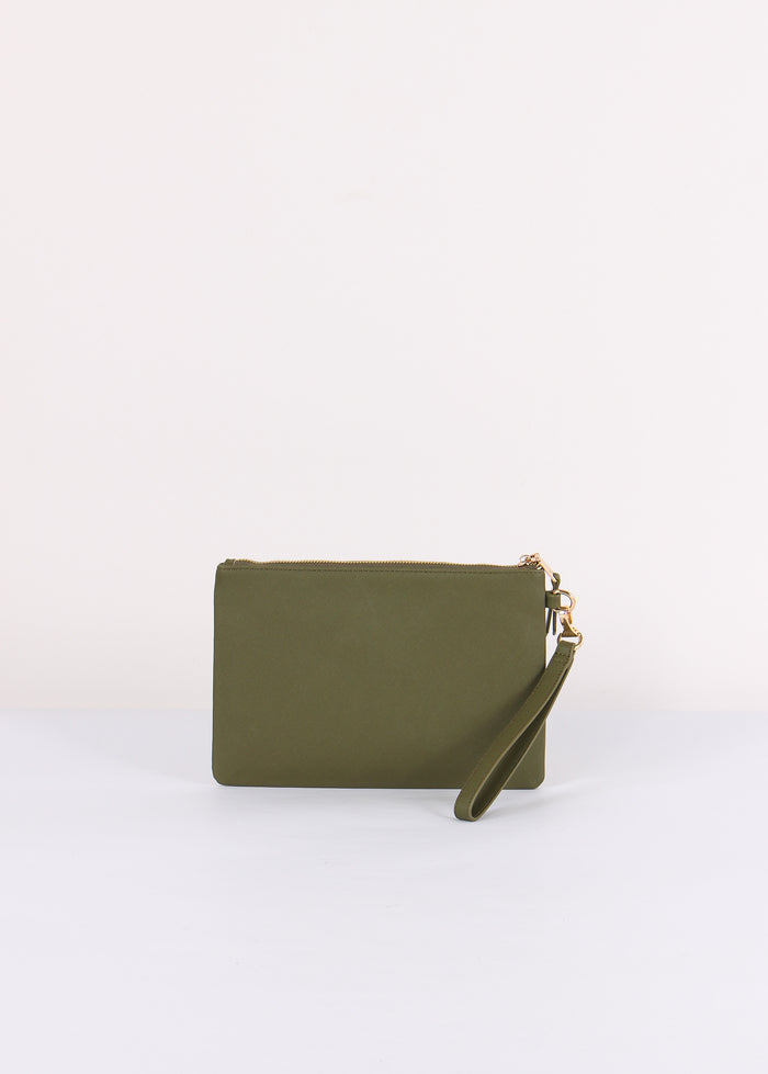 Pochette Saffiano Logo Verde Bosco-3