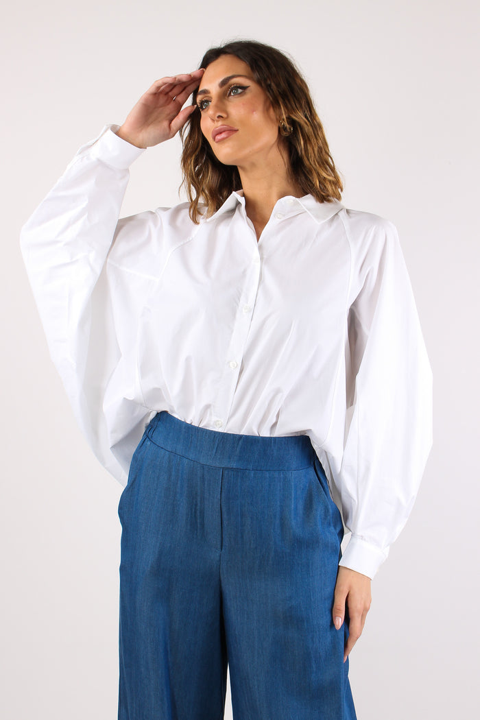 Camicia Over Cotone Bianco-3