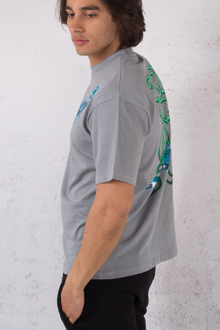 T-shirt Stampa Scorpione Grey/blue-4