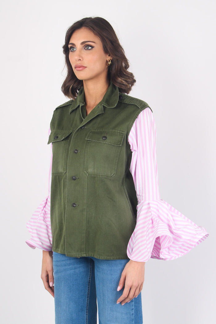 Feel Jacket Manica Camicia Cot Verde/royal-3