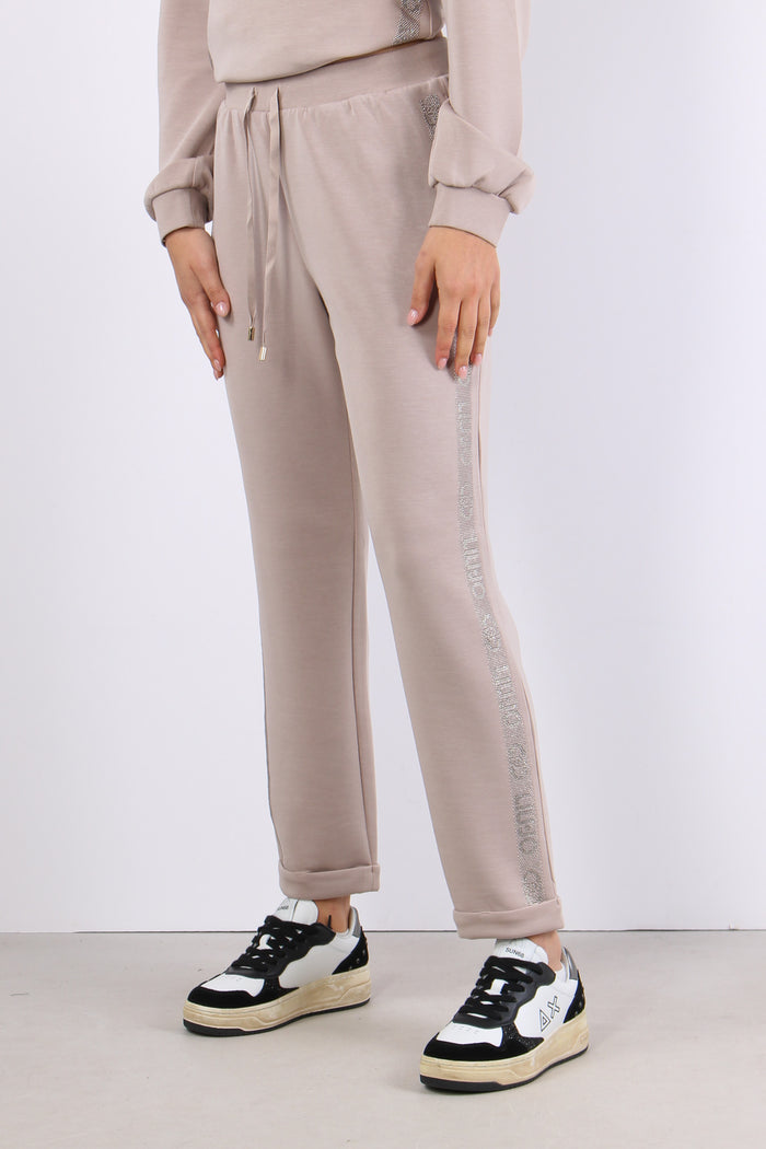 Pantaloni Modal Banda Strass Champagne-3