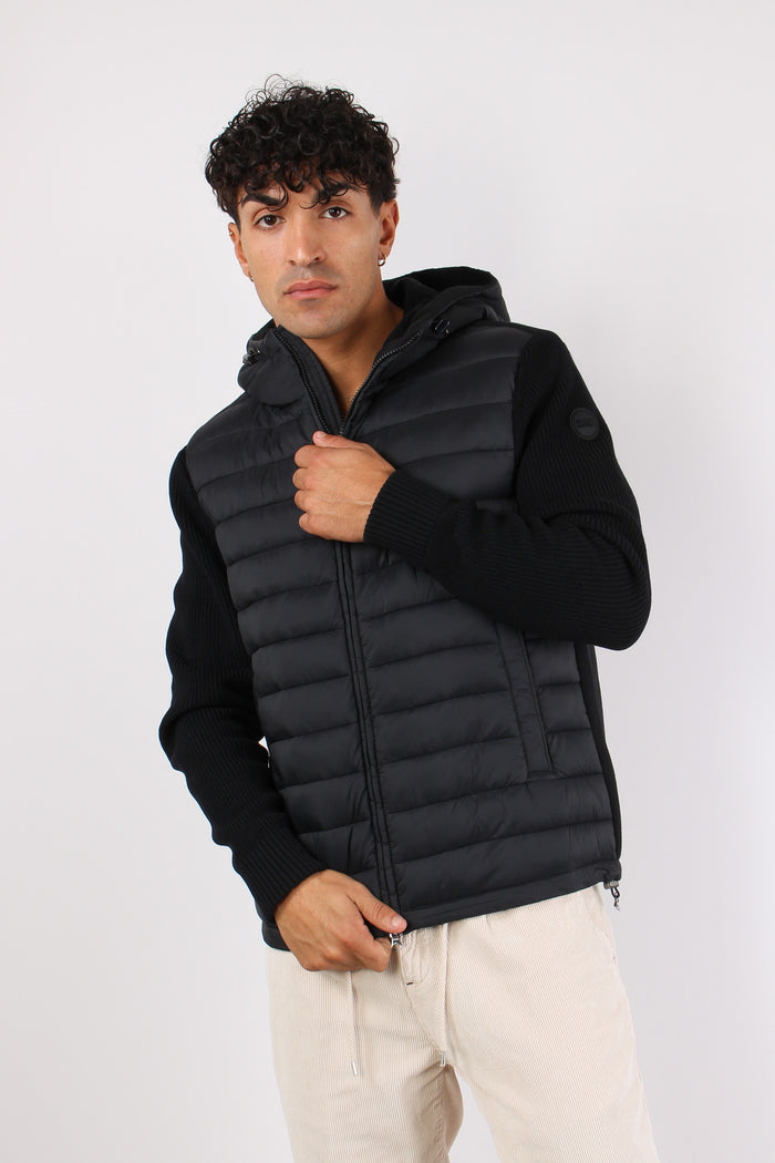 Giubbotto Bimateriale Cappucci Nero