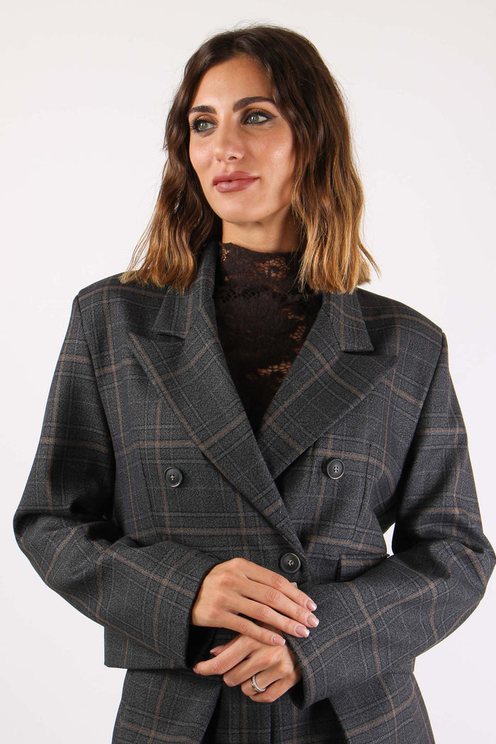 Giacca Spencer Quadro Grigio/ruggine-7