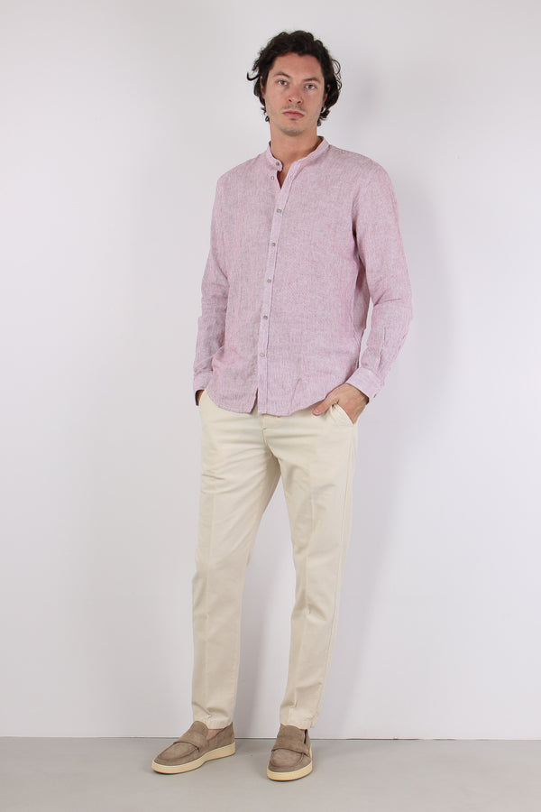 Camicia Lino Microriga Bordo-2