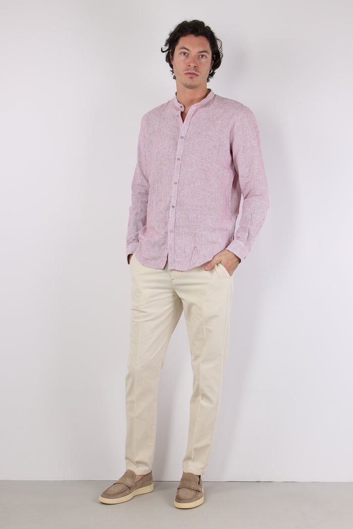 Camicia Lino Microriga Bordo-2