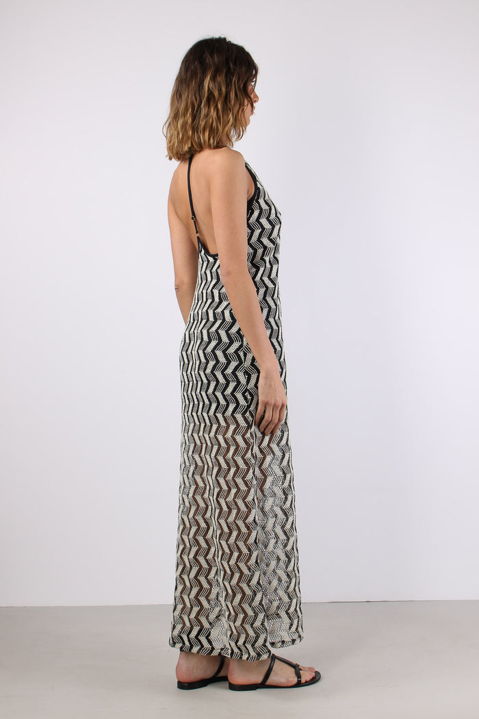 Abito Rete Jacquard Nero-7