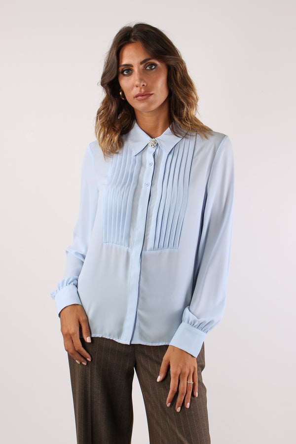 Barela Camicia Plisse Bottoni Gioiello Kentucky-2