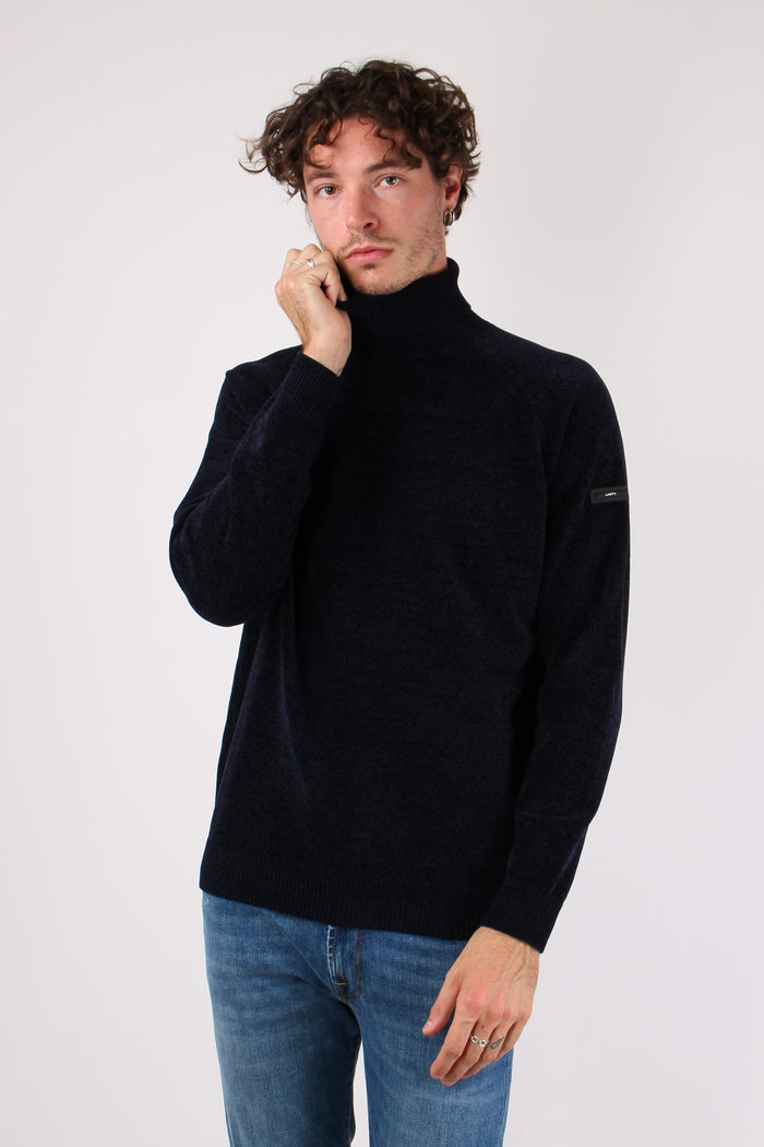 Maglia Collo Alto Ciniglia Blu Navy-6