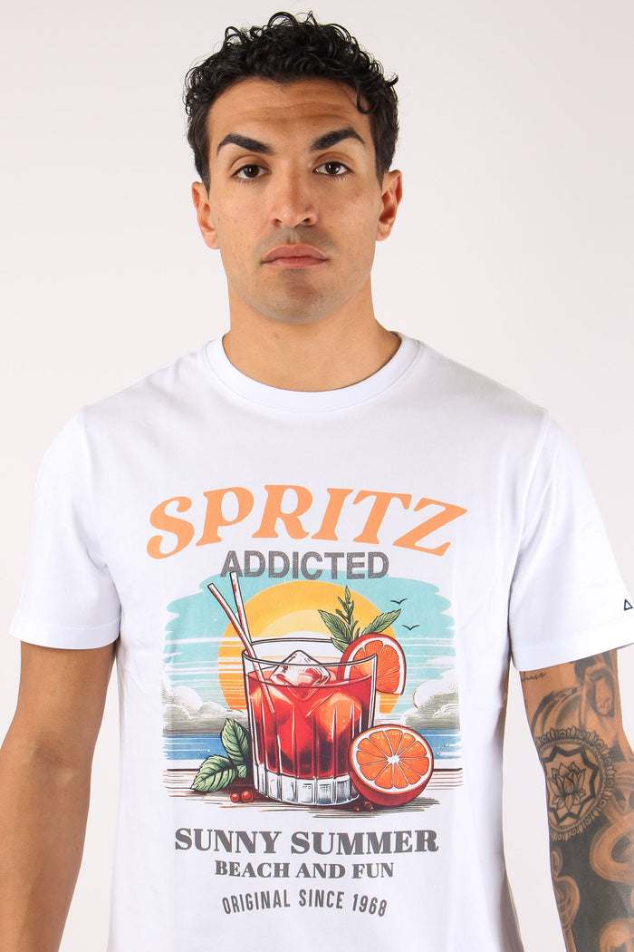 T-shirt Maxi Stampa Bianco/azzurro-7