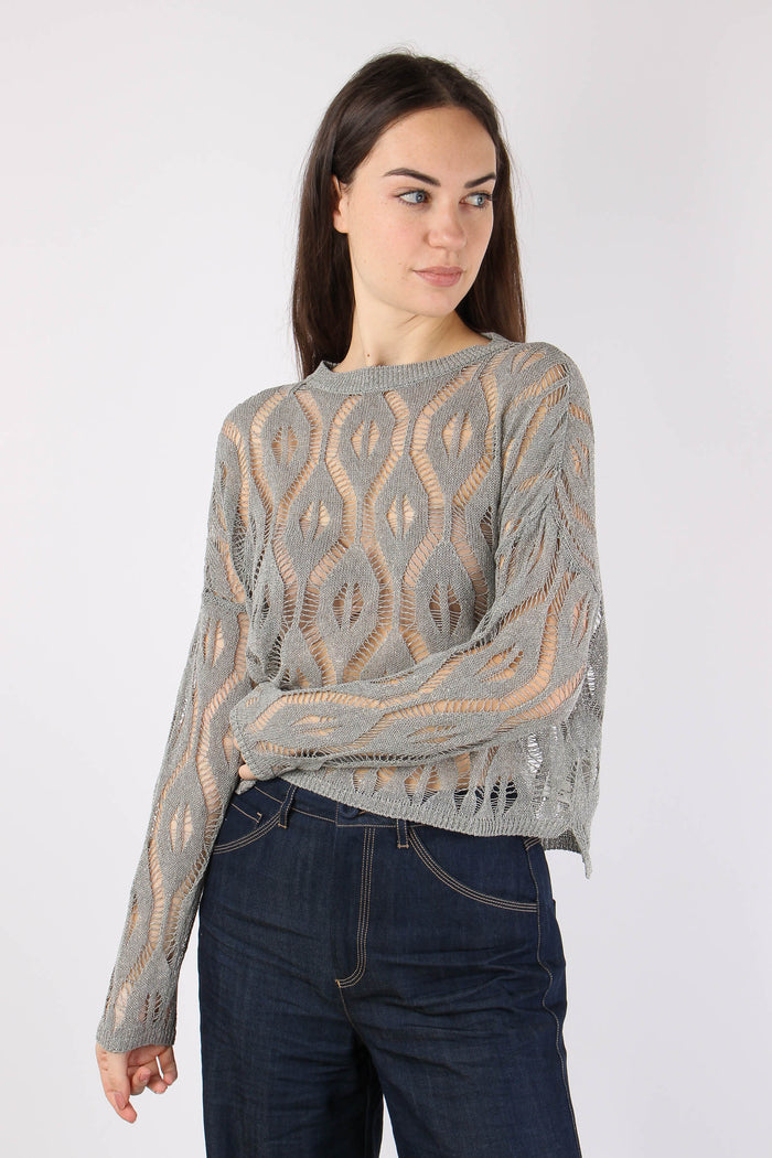 Maglia Lurex Traforata Rombi Argento-2