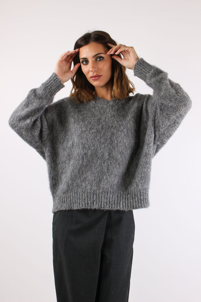 Maglia Mohair Puntinata Grey-2