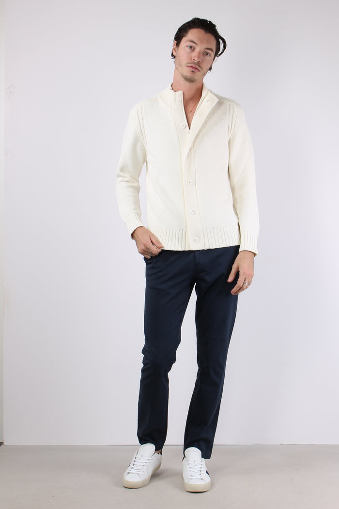 Cardigan Bottoni Cotone Optic White