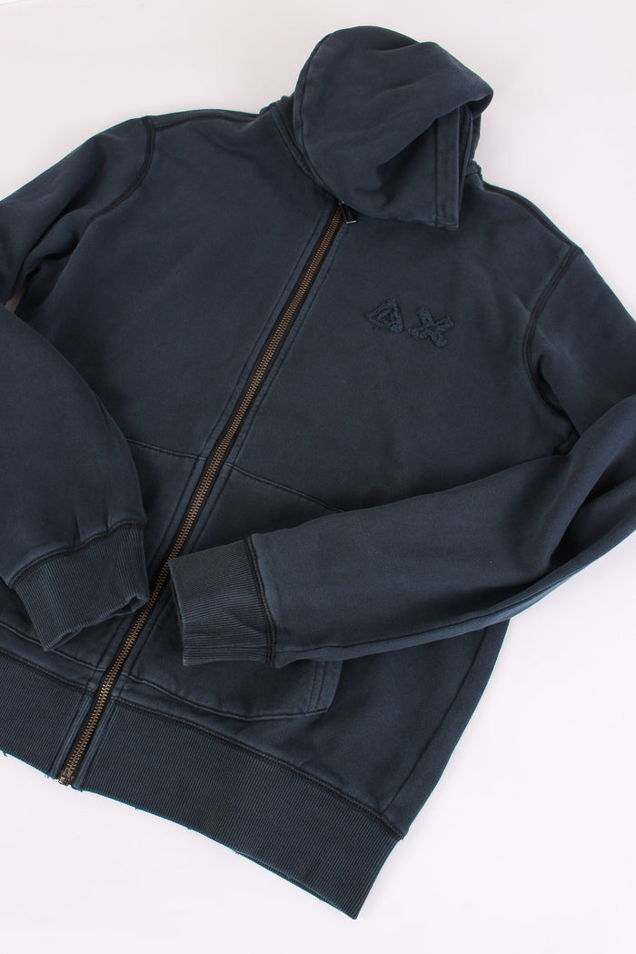 Felpa Cappuccio Zip Vintage Navy Blue-3