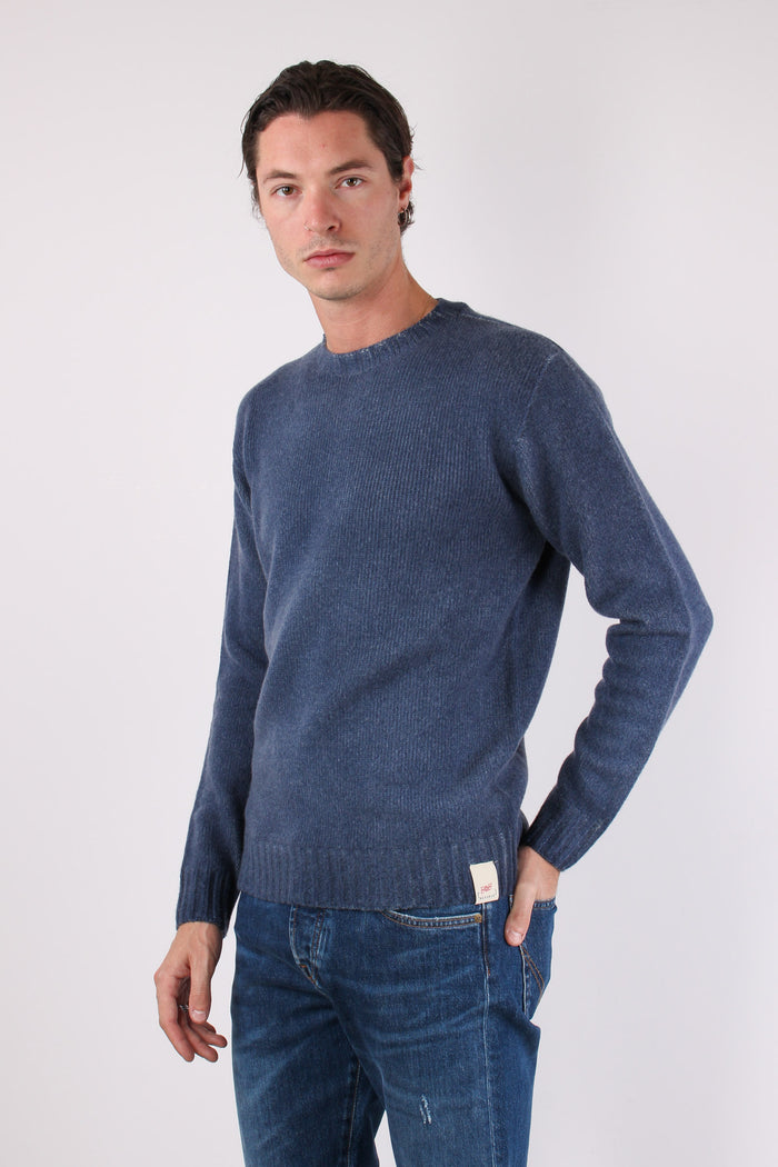 Maglia Girocollo Reversibile Blu/beige-5