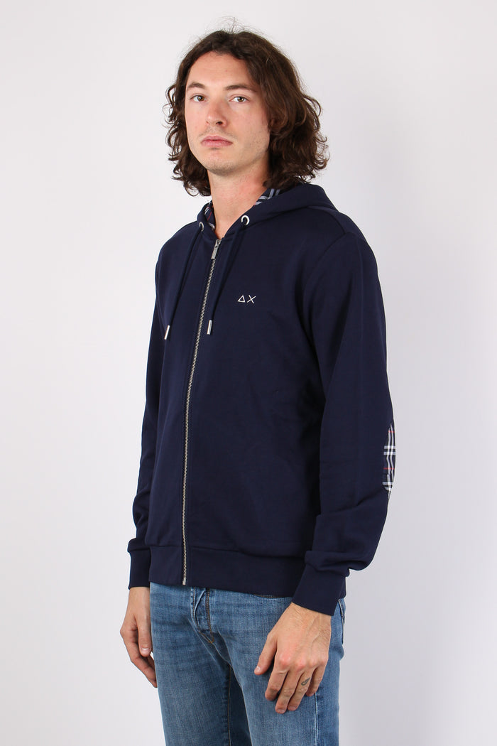 Felpa Zip Toppe Contrasto Navy Blue-5