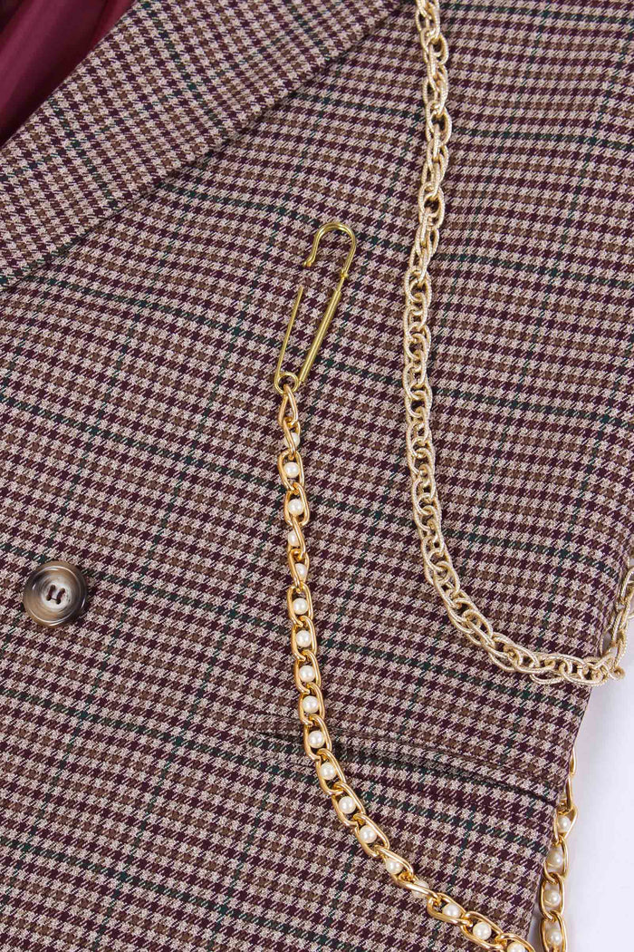 Giacca Check Catena Bordeaux/cammello-10