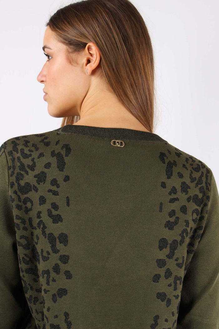 Abito In Maglia Macula Lurex Olive/nero-8