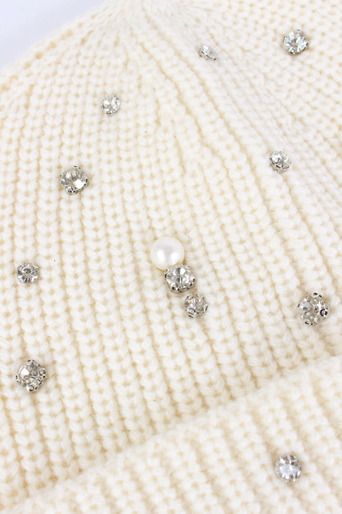 Cuffia Applicazioni Bianco Lana-5