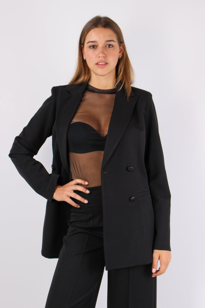 Giacca Doppiopetto Gabardina Nero-4