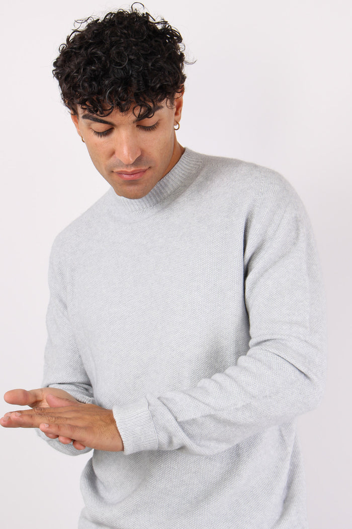 Maglia Girocollo Punto Riso Grigio Perla-6