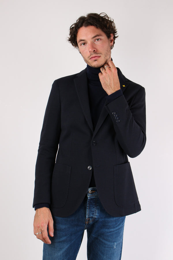 Giacca Tessuto Goffrato Blu-2