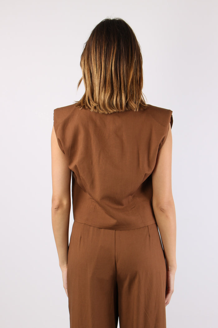 Camicia Smanicata Spalline Terra-4