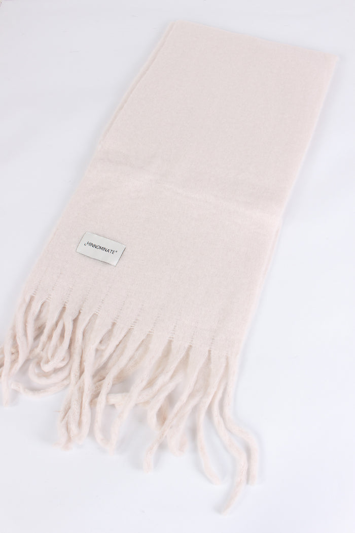 Sciarpa Frange Bianco Burro-3