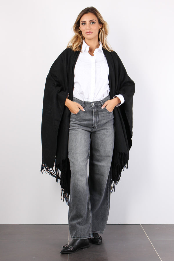 Poncho Check Aniamlier Nero