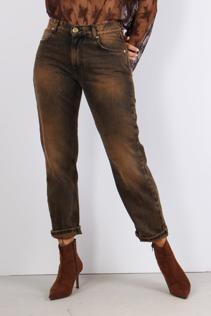 Jeans Borchie Effetto Lavato Bruciato-3