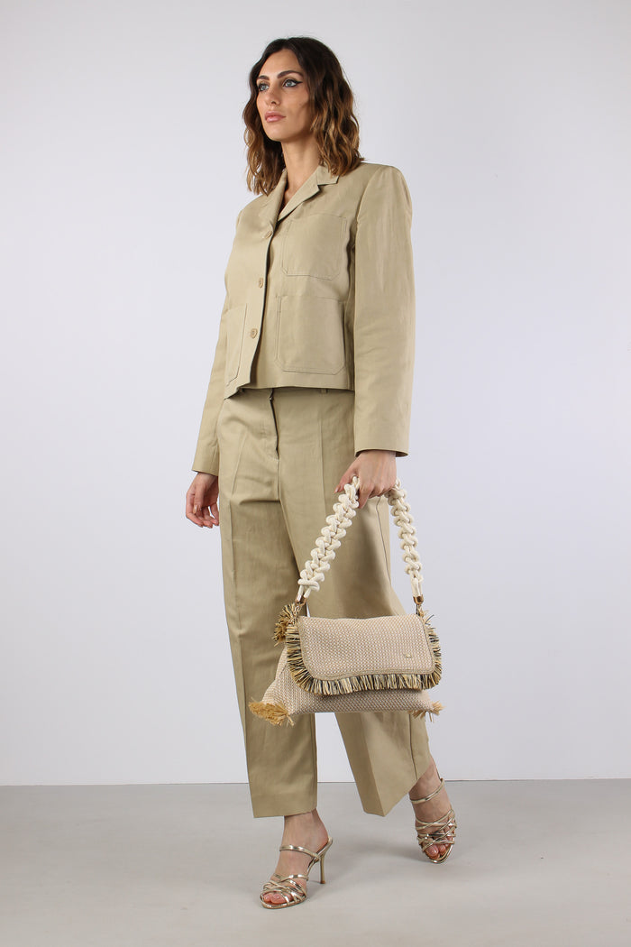 Zircone Pantalone Cropped Misto Lino Sabbia-3