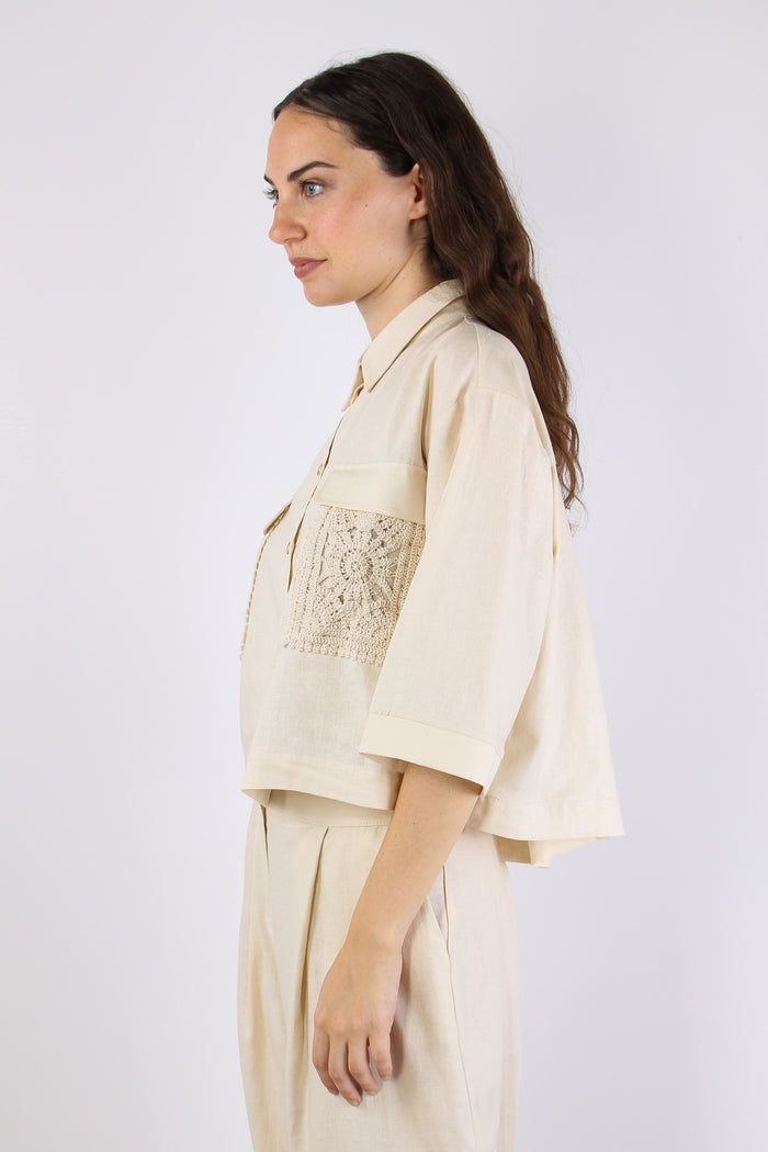 Camicia Tasca Macrame Beige-7