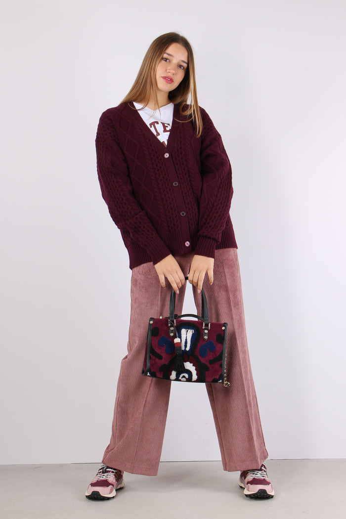 Cardigan Trecca 100% Lana Vino-7